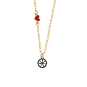 Metal necklace with pendant wheel and little heart