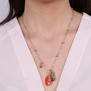 Collana in Metallo con cactus pendente rosso e verde