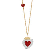 Metal necklace with white and red sacred heart