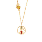 Metal necklace with San Gennaro and sacred heart