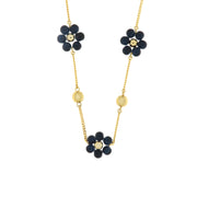 Metal necklace with blue flower-shaped stones