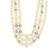 Multi-strand metal necklace with pearls