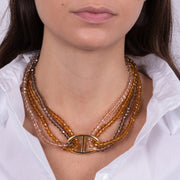 Collana in Metallo multifilo con pietre gialle