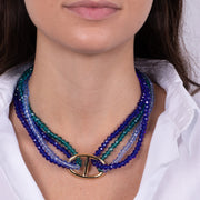 Collana in Metallo multifilo con pietre blu