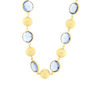 Collana in Metallo con perle oro e cristalli blu