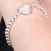 Bracciale in Metallo elastico con cuore e cristalli