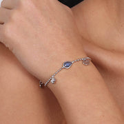 Bracciale in Metallo con cristallo blu e ciondoli