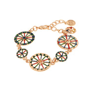 Metal bracelet with Sicilian cart wheels embellished with colored enamels