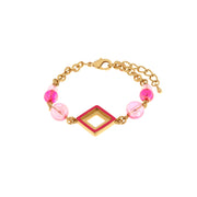 Metal bracelet with colored crystals in pink shades inspired by Murano glass