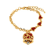 Metal bracelet with lucky bell embellished with red hearts