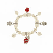 Metal bracelet Metal bracelet with pearls and lucky bells in red enamel with Capri writing