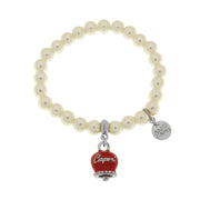 Metal bracelet Metal bracelet with pearls and red enamel lucky bell with Capri writing