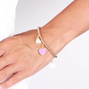 Bracciale in Metallo con cuore rosa