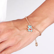 Bracciale in Metallo con orsetto azzurro e cuore rosso