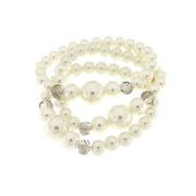 Metal bracelet with white pearls and silver details