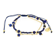 Bracciale in Metallo doppia catena con pietre blu