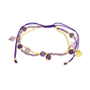 Bracciale in Metallo cordino con pietre viola