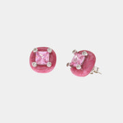 Orecchini in Argento 925 con smalto rosa e zircone centrale rosa