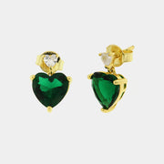 Orecchini in Argento 925 con punto luce a cuore di colore verde