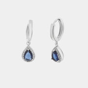 Orecchini in Argento 925 con zircone a forma di goccia blu