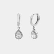 Orecchini in Argento 925 con zircone a forma di goccia trasparente