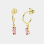 Orecchini in Argento 925 a cerchietto con cristallo rosa