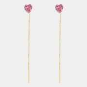 Orecchini in Argento 925 lunghi con cuore rosa