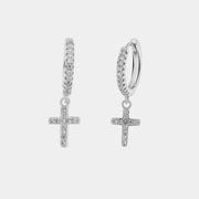 Orecchini in Argento 925 a cerchio con croce