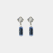 Orecchini in Argento 925 a baguette con cristalli blu