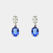 Orecchini in Argento 925 a forma ovale con cristalli blu