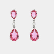 Orecchini in Argento 925 a goccia con cristalli rosa