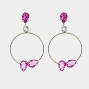 Orecchini in Argento 925 a cerchio con cristalli rosa