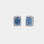 Orecchini in Argento 925 a lobo  con zircone blu