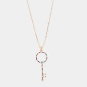 Collana in Argento 925 con chiave pendente di zirconi multicolore