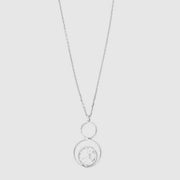 Collana in Argento 925 con punto luce pendente e grande cristallo centrale bianco