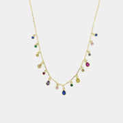 Collana in Argento 925 con gocce di zirconi multicolore pendenti