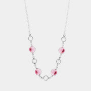 Collana in Argento 925  impreziosita da Cristalli rosa e bianco