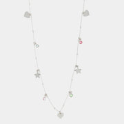 Collana in Argento 925 con cuori e stelle pendenti, impreziositi da cristalli multicolore