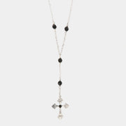 Collana in Argento 925 con croce pendente e cristalli neri