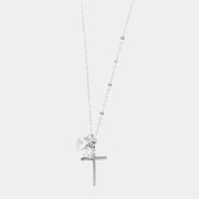 Collana in Argento 925 con croce e zircone bianco pendenti