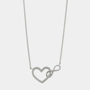 Collana in Argento 925 con ciondolo cuore e infinito impreziosito da zirconi