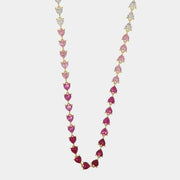 Collana in Argento 925 con cuori in zirconi colorati