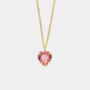 Collana in Argento 925 con cristallo rosa a forma di cuore