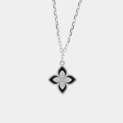 Collana in Argento 925   con fiore placcato rodio