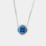 Collana in Argento 925 con zircone pendente blu