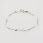 Bracciale in Argento 925 rosario con croce e cristalli bianchi