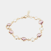 Bracciale in Argento 925 con giro di cristalli rosa e bianco