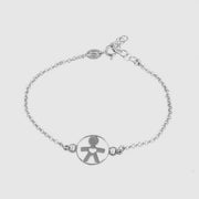 Bracciale in Argento 925 con bimbo centrale, impreziosito da cristalli bianchi ai lati