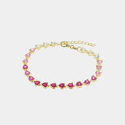 Bracciale in Argento 925 con cuori e zirconi in sfumature di rosa