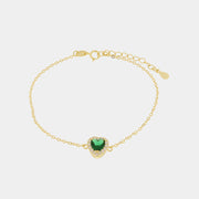 Bracciale in Argento 925 con cuore verde